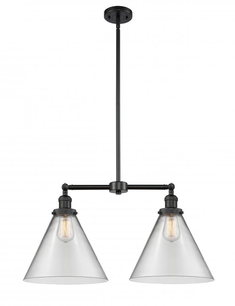 Cone - 2 Light - 21 inch - Matte Black - Stem Hung - Adjustable Island Light