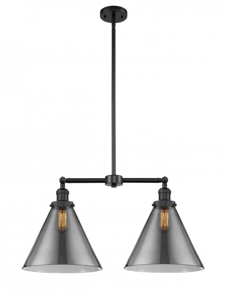 Cone - 2 Light - 21 inch - Matte Black - Stem Hung - Adjustable Island Light