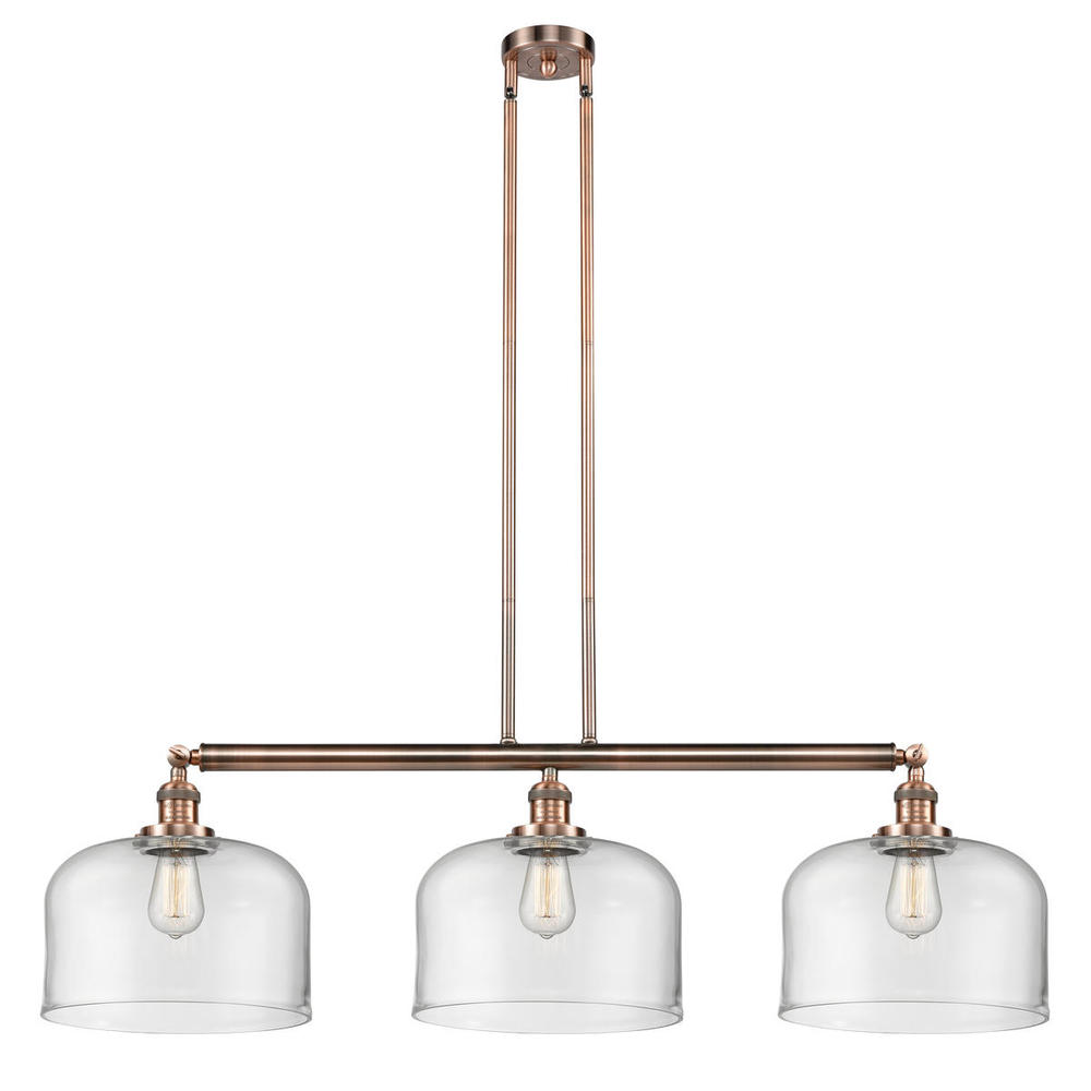 Bell - 3 Light - 42 inch - Antique Copper - Stem Hung - Adjustable Island Light