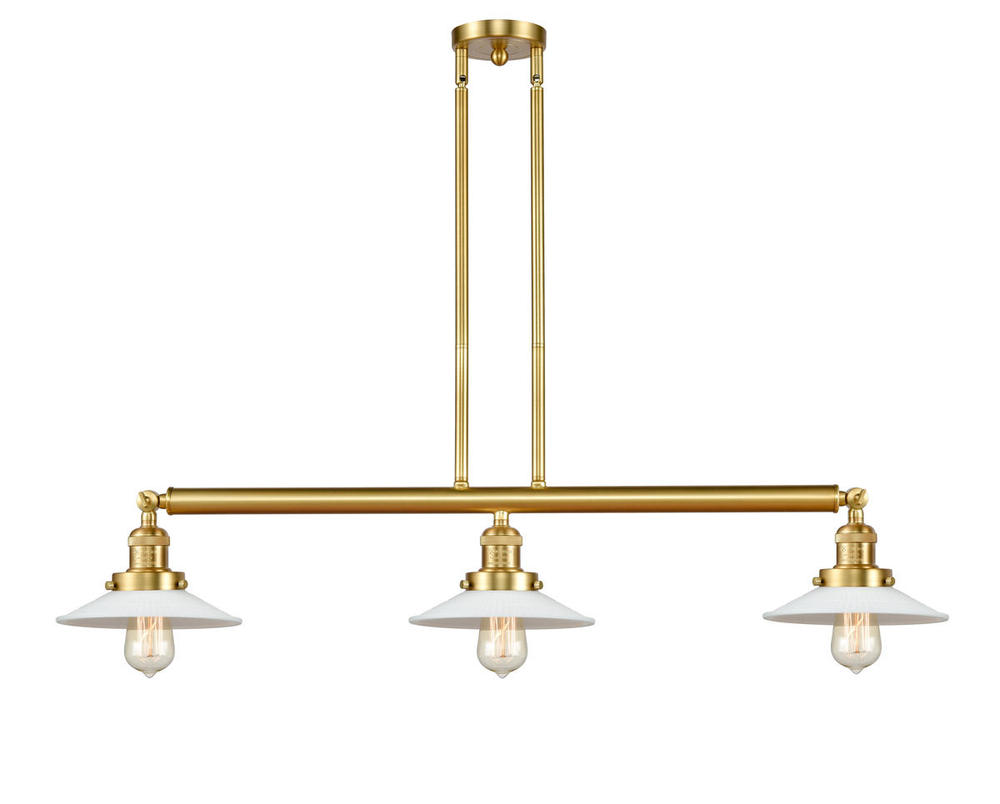 Halophane - 3 Light - 41 inch - Satin Gold - Stem Hung - Adjustable Island Light