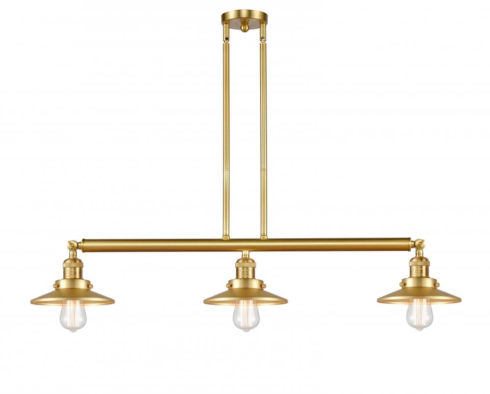 Railroad - 3 Light - 41 inch - Satin Gold - Stem Hung - Adjustable Island Light