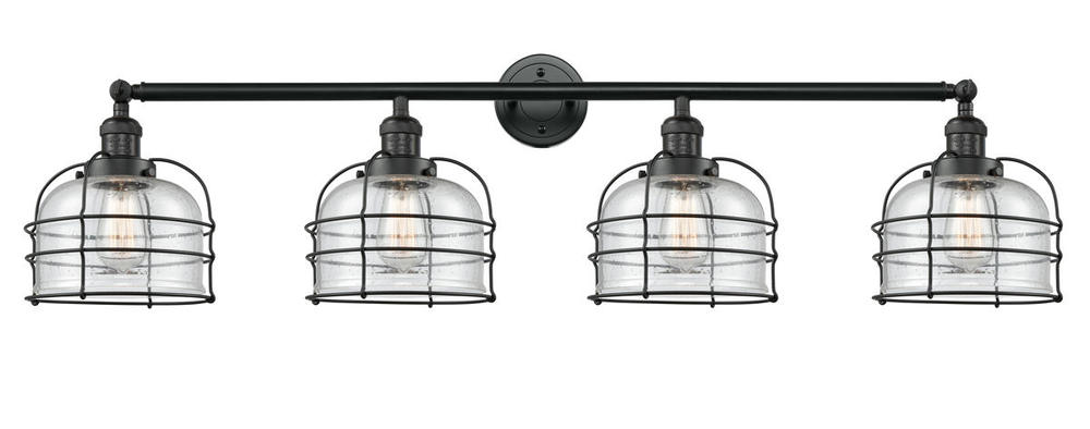 Bell Cage - 4 Light - 44 inch - Matte Black - Adjustable Bath Vanity Light