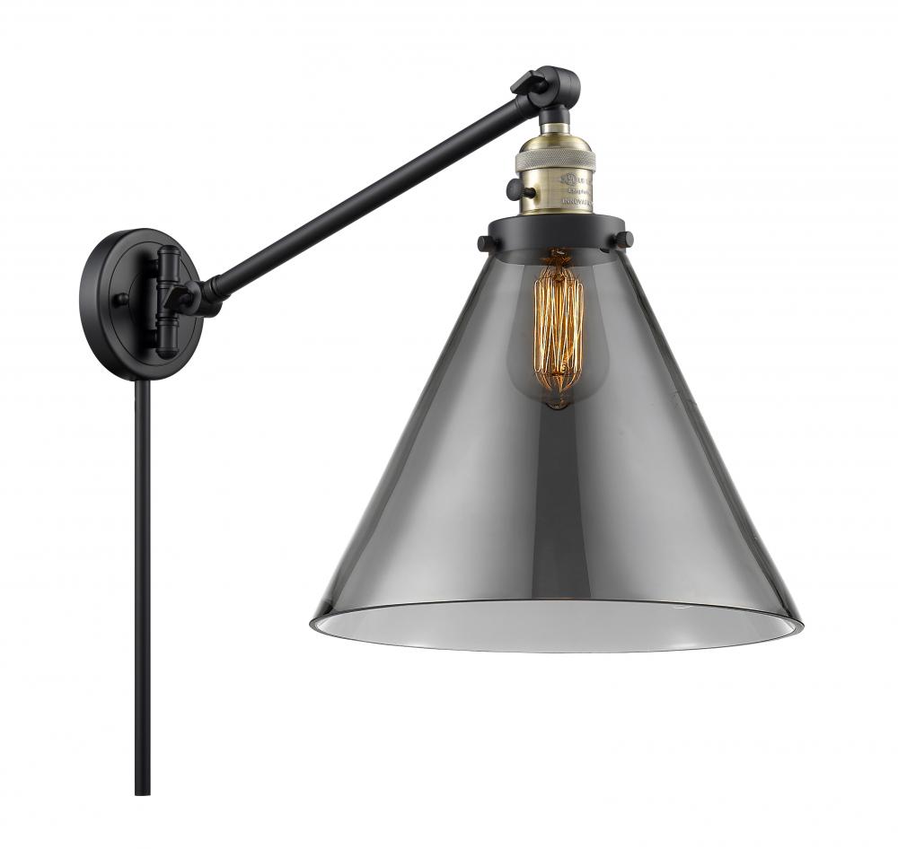 Cone - 1 Light - 12 inch - Black Antique Brass -Adjustable Swing Arm