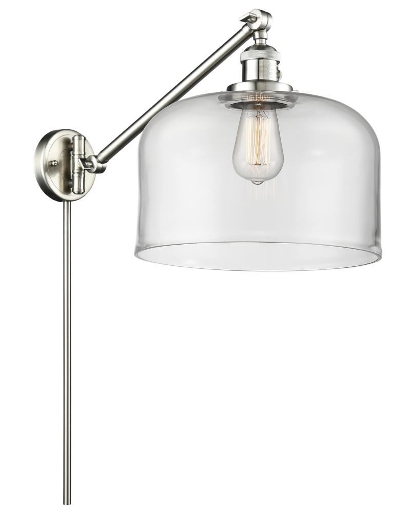 Bell - 1 Light - 12 inch - Brushed Satin Nickel -Adjustable Swing Arm