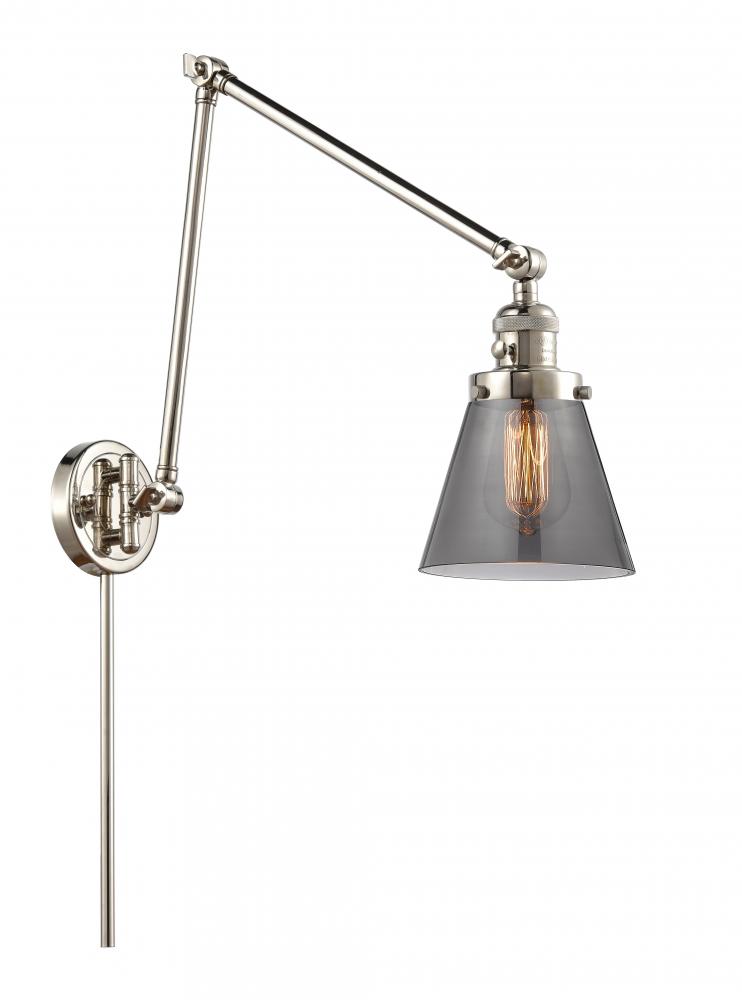 Cone - 1 Light - 8 inch - Polished Nickel -Adjustable Swing Arm