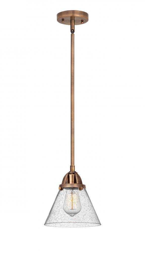 Cone - 1 Light - 8 inch - Antique Copper - Cord hung - Mini Pendant
