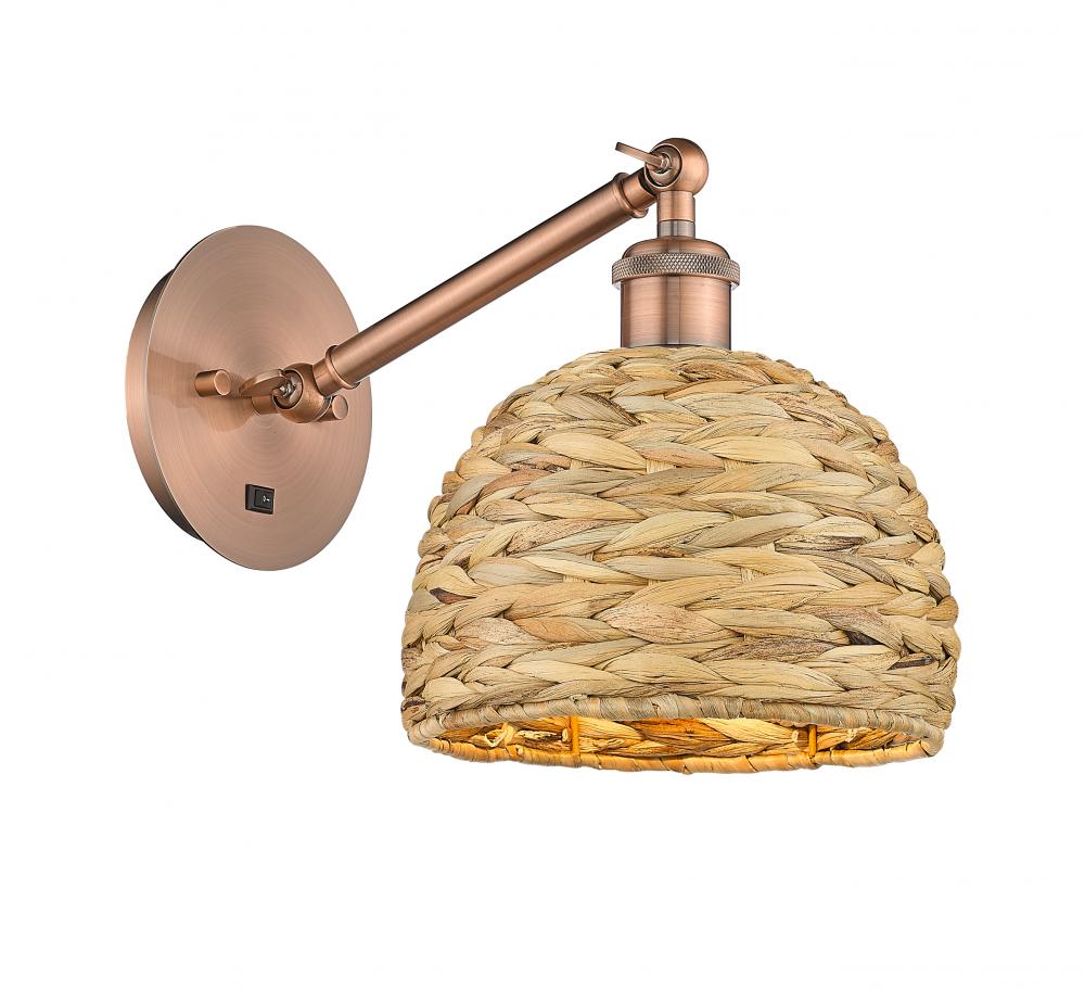 Woven Rattan - 1 Light - 8 inch - Antique Copper - Adjustable Sconce