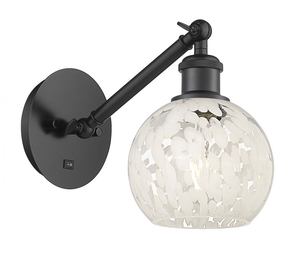 White Mouchette - 1 Light - 6 inch - Matte Black - Adjustable Sconce