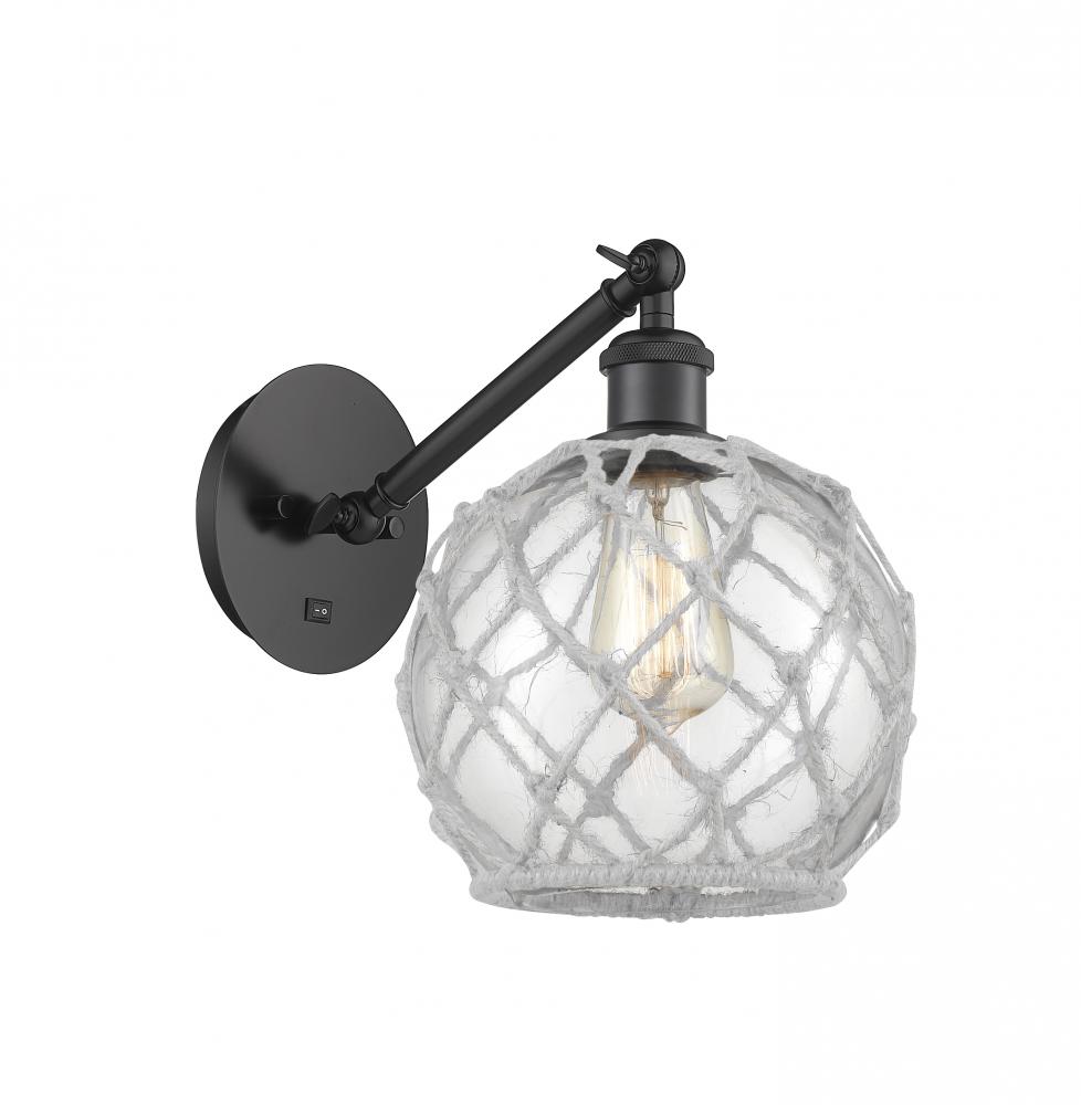 Farmhouse Rope - 1 Light - 8 inch - Matte Black - Adjustable Sconce
