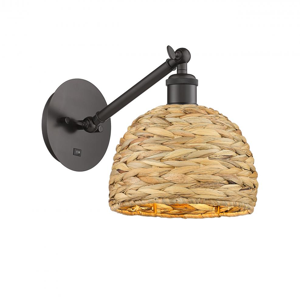 Woven Rattan - 1 Light - 8 inch - Oil Rubbed Bronze - Adjustable Sconce