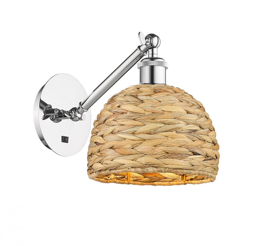 Woven Rattan - 1 Light - 8 inch - Polished Chrome - Adjustable Sconce