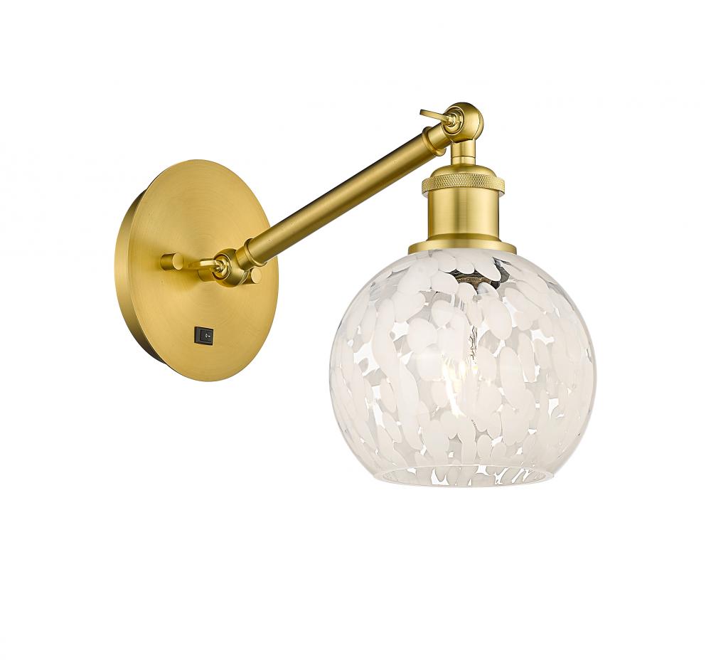 White Mouchette - 1 Light - 6 inch - Satin Gold - Adjustable Sconce