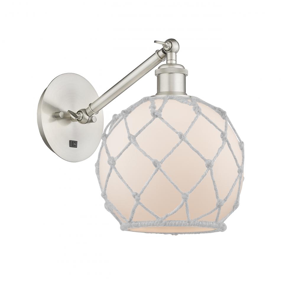 Farmhouse Rope - 1 Light - 8 inch - Brushed Satin Nickel - Adjustable Sconce