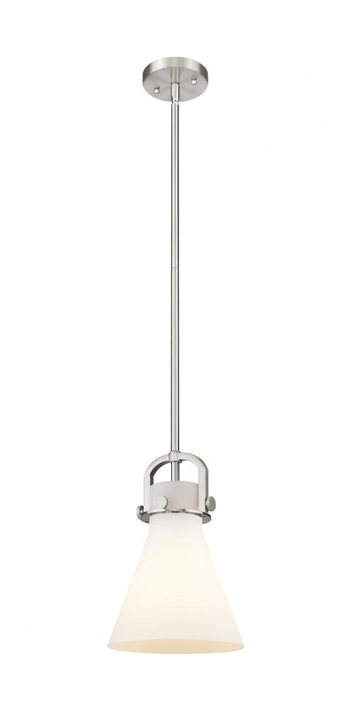 Newton Cone - 1 Light - 8 inch - Satin Nickel - Mini Pendant