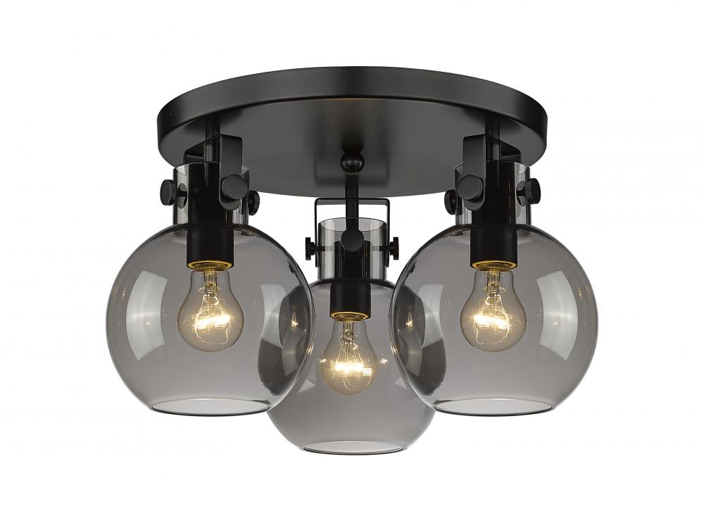 Newton Sphere - 3 Light - 18 inch - Matte Black - Flush Mount