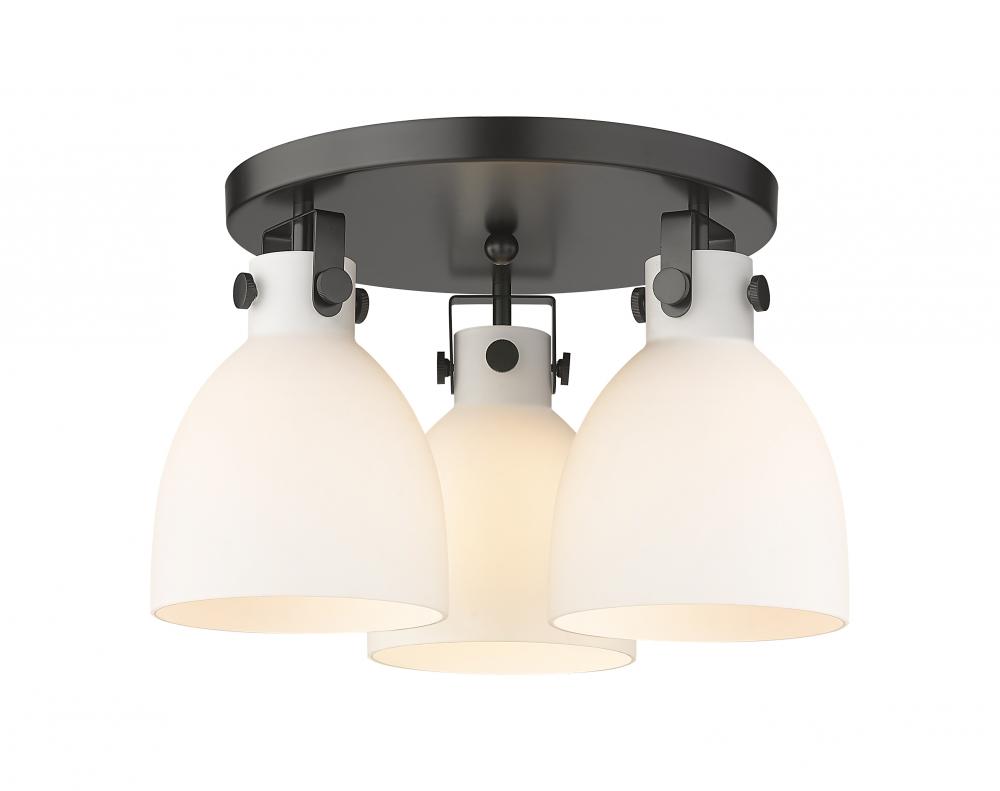 Newton Bell - 3 Light - 18 inch - Matte Black - Flush Mount