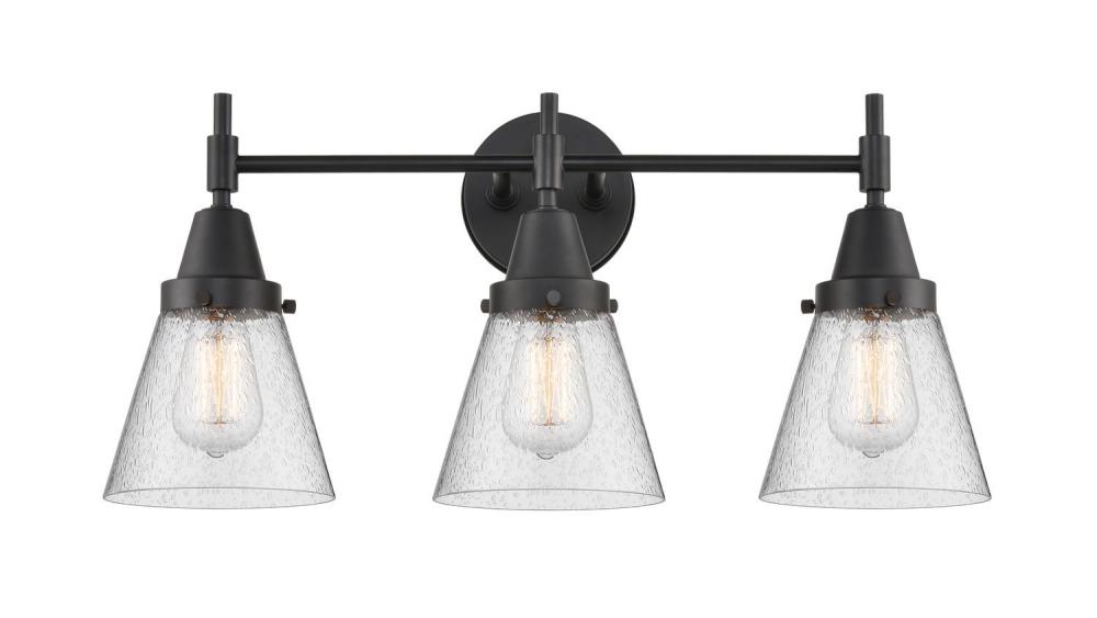 Cone - 3 Light - 24 inch - Matte Black - Bath Vanity Light