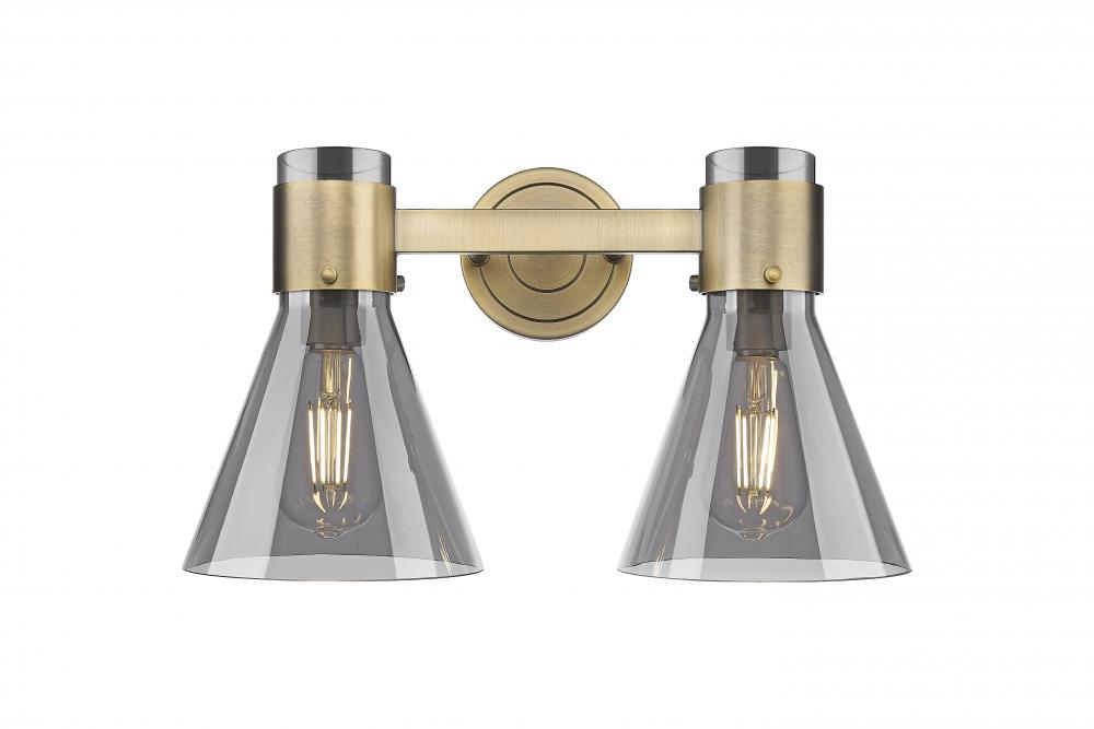 Lawton Cone - 2 Light - 17 inch - Brushed Brass - Bath Vanity Light