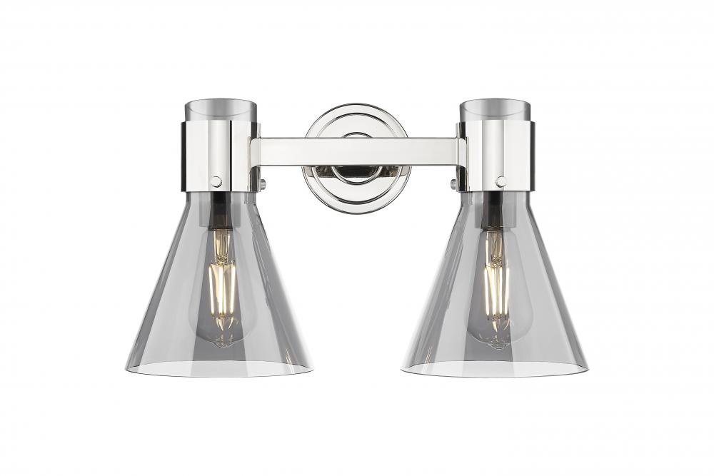 Lawton Cone - 2 Light - 17 inch - Polished Nickel - Bath Vanity Light