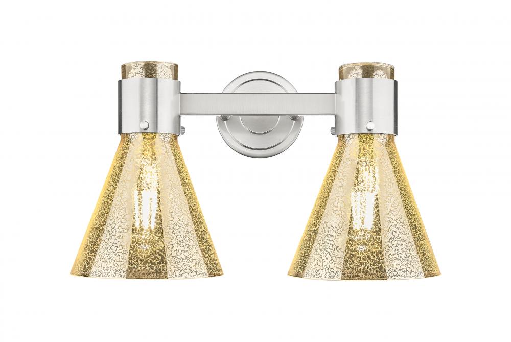 Lawton Cone - 2 Light - 17 inch - Satin Nickel - Bath Vanity Light