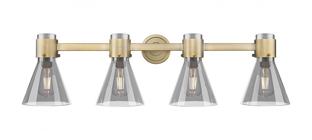 Lawton Cone - 4 Light - 27 inch - Brushed Brass - Bath Vanity Light