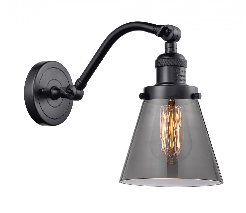 Cone - 1 Light - 7 inch - Matte Black - Adjustable Sconce