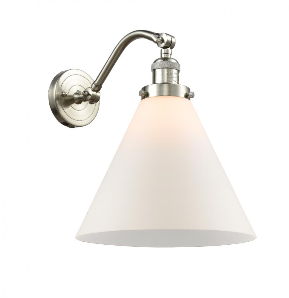 Cone - 1 Light - 12 inch - Brushed Satin Nickel - Adjustable Sconce