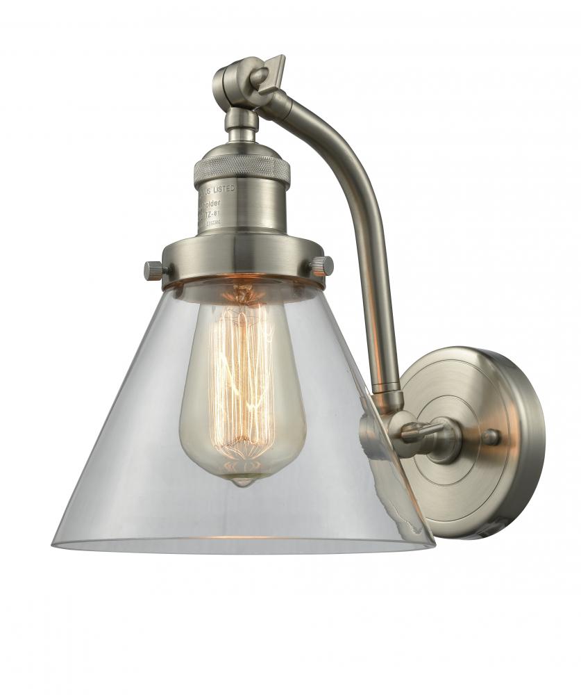 Cone - 1 Light - 8 inch - Brushed Satin Nickel - Adjustable Sconce
