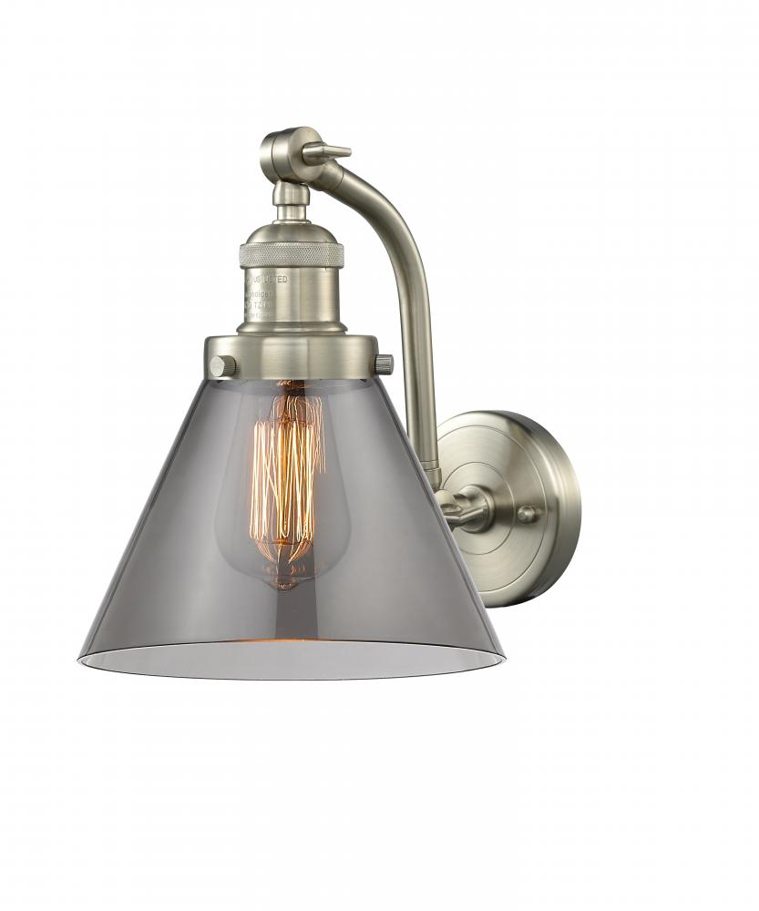 Cone - 1 Light - 8 inch - Brushed Satin Nickel - Adjustable Sconce