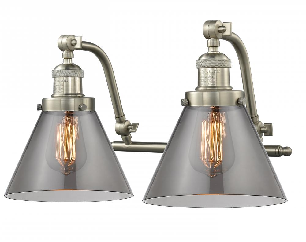 Cone - 2 Light - 18 inch - Brushed Satin Nickel - Adjustable Bath Vanity Light