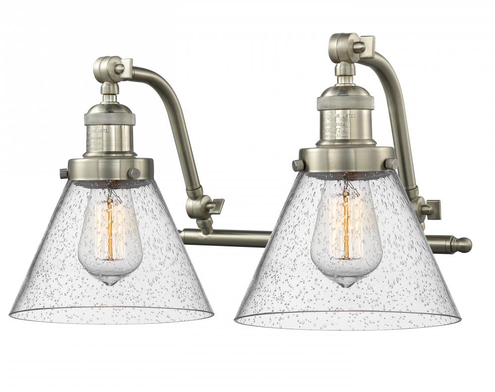 Cone - 2 Light - 18 inch - Brushed Satin Nickel - Adjustable Bath Vanity Light