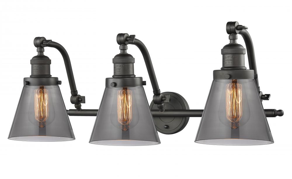 Cone - 3 Light - 28 inch - Oil Rubbed Bronze - Adjustable Bath Vanity Light