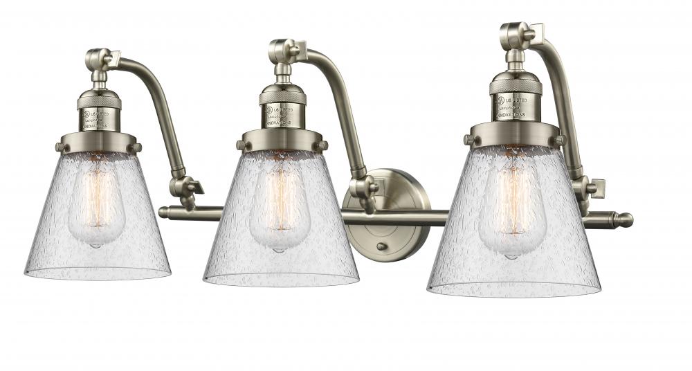 Cone - 3 Light - 28 inch - Brushed Satin Nickel - Adjustable Bath Vanity Light
