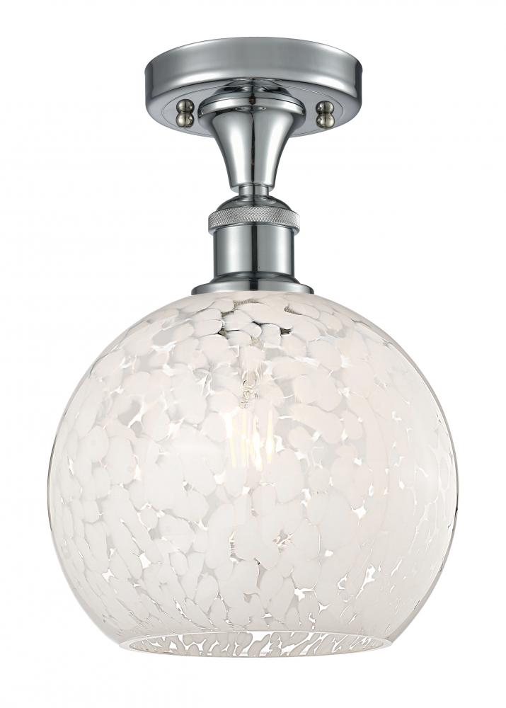 White Mouchette - 1 Light - 8 inch - Polished Chrome - Semi-Flush Mount