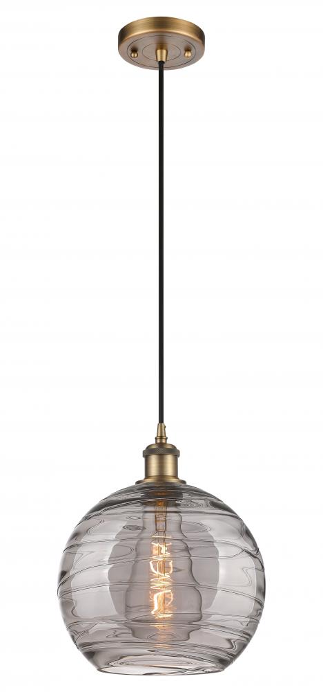 Athens Deco Swirl - 1 Light - 10 inch - Brushed Brass - Cord hung - Mini Pendant