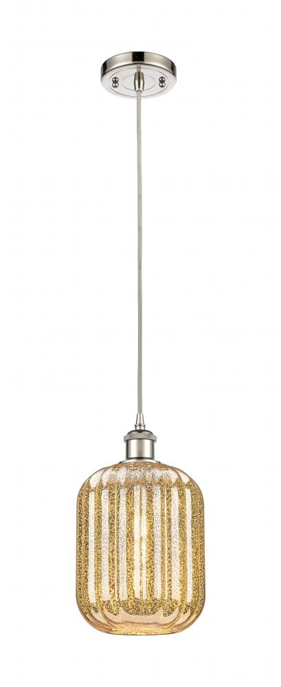 Preston Cylinder - 1 Light - 7 inch - Polished Nickel - Cord hung - Mini Pendant