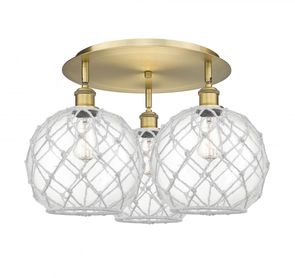 Farmhouse Rope - 3 Light - 22 inch - Brushed Brass - Flush Mount