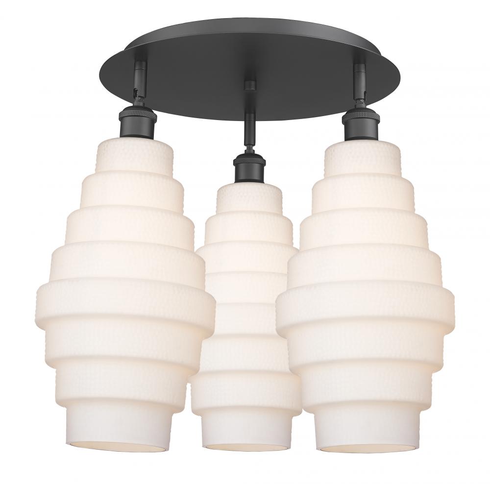 Cascade - 3 Light - 20 inch - Matte Black - Flush Mount