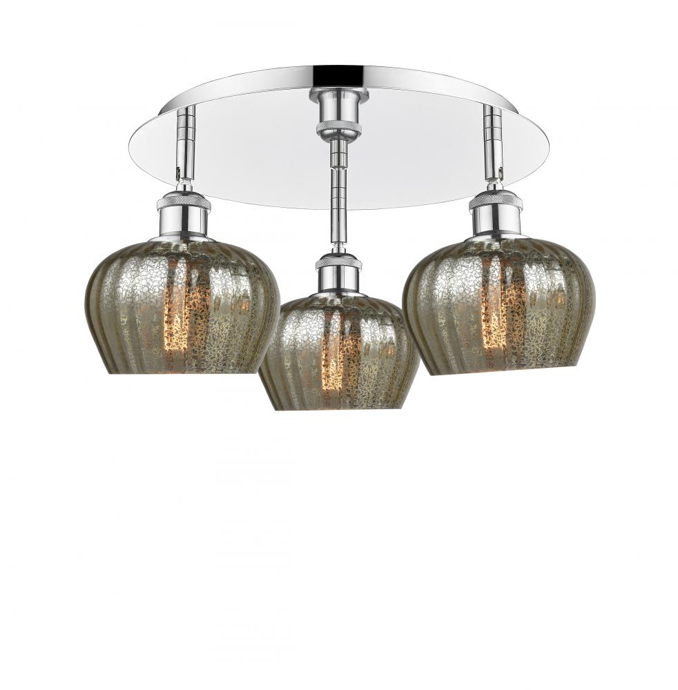 Fenton - 3 Light - 18 inch - Polished Chrome - Flush Mount