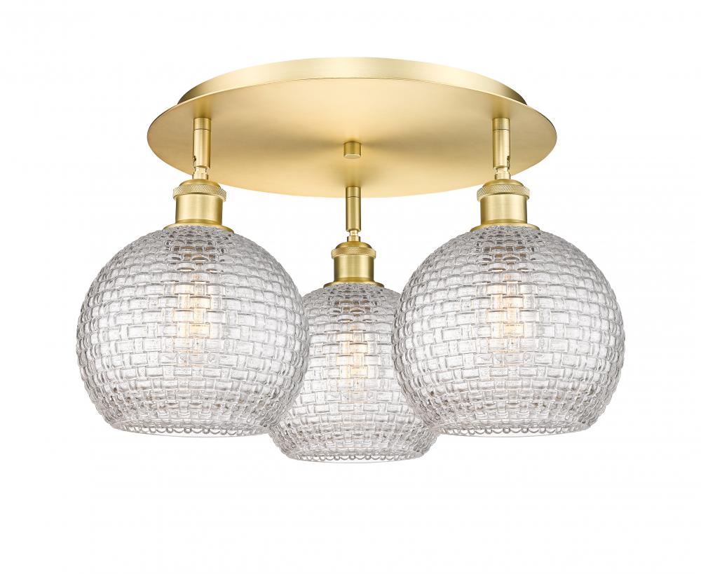 Athens - 3 Light - 20 inch - Satin Gold - Flush Mount