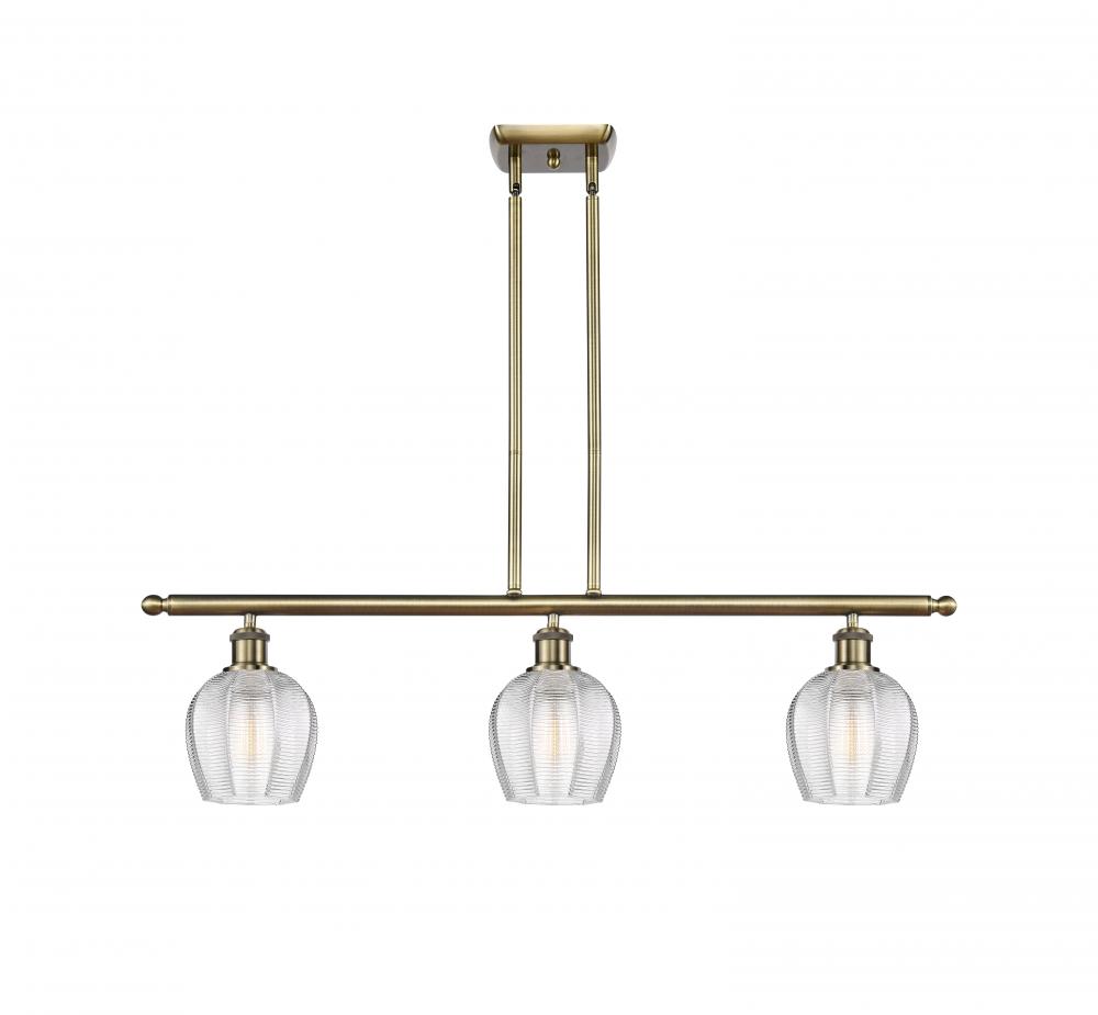 Norfolk - 3 Light - 36 inch - Antique Brass - Cord hung - Island Light