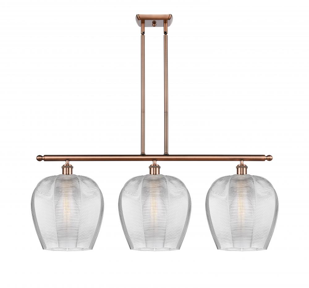 Norfolk - 3 Light - 38 inch - Antique Copper - Cord hung - Island Light