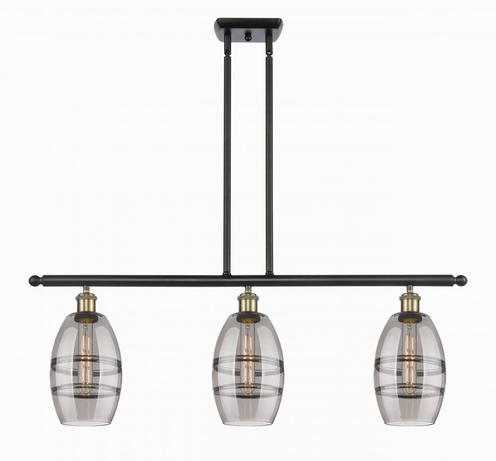 Vaz - 3 Light - 36 inch - Black Antique Brass - Cord hung - Island Light