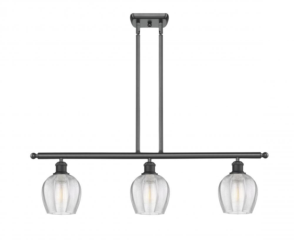 Norfolk - 3 Light - 36 inch - Matte Black - Cord hung - Island Light