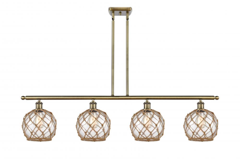 Farmhouse Rope - 4 Light - 48 inch - Antique Brass - Cord hung - Island Light
