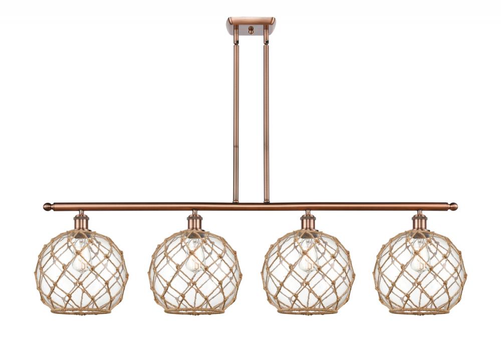 Farmhouse Rope - 4 Light - 48 inch - Antique Copper - Cord hung - Island Light