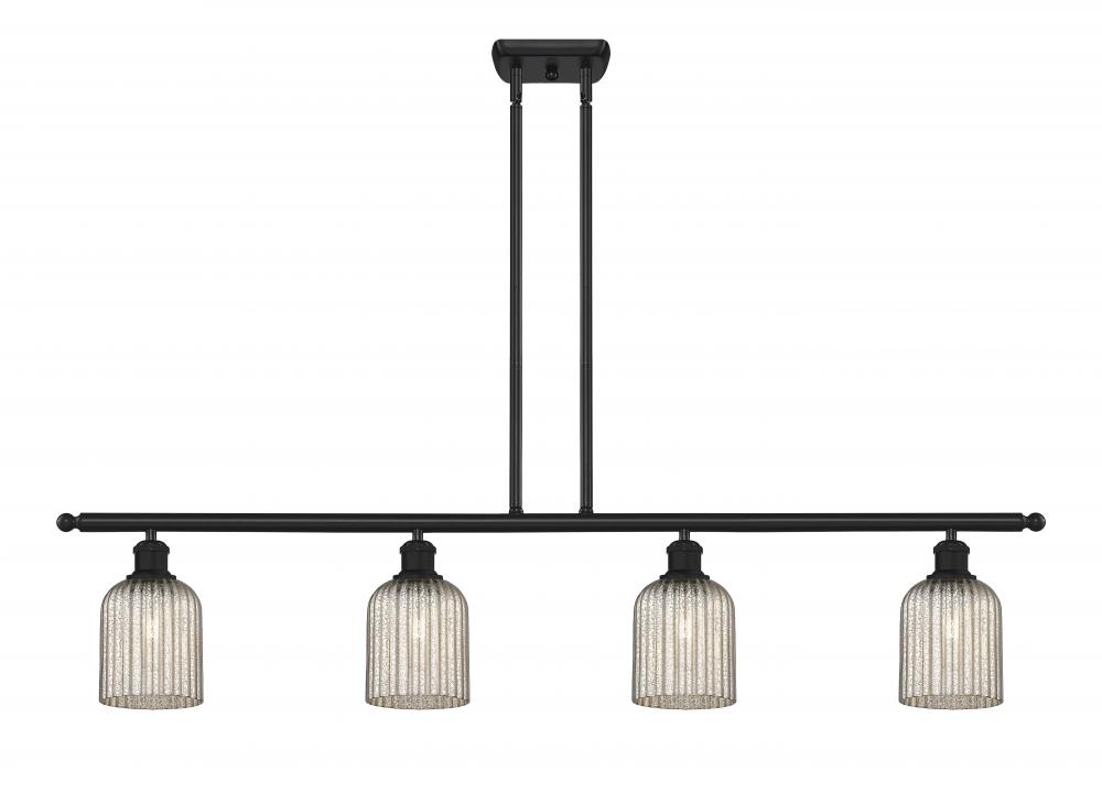 Bridal Veil - 4 Light - 48 inch - Matte Black - Cord hung - Island Light