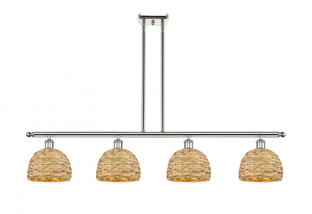 Woven Rattan - 4 Light - 48 inch - Polished Nickel - Multi Pendant