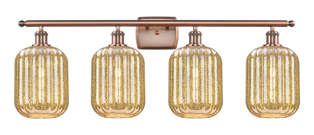 Preston Cylinder - 4 Light - 37 inch - Antique Copper - Bath Vanity Light
