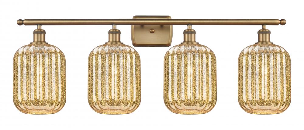 Preston Cylinder - 4 Light - 37 inch - Brushed Brass - Bath Vanity Light